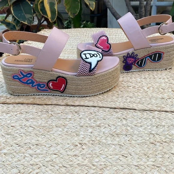 Love Moschino fun I DO pink espadrille sandals - Picture 14 of 14